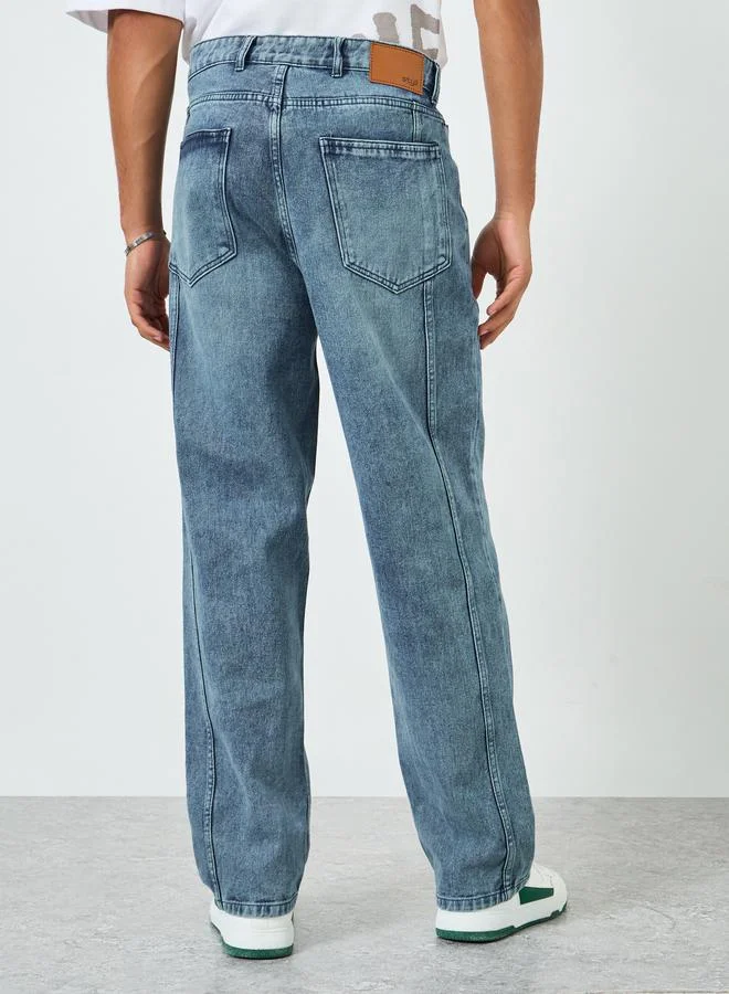 Styli Men Loose Fit Faded Jeans